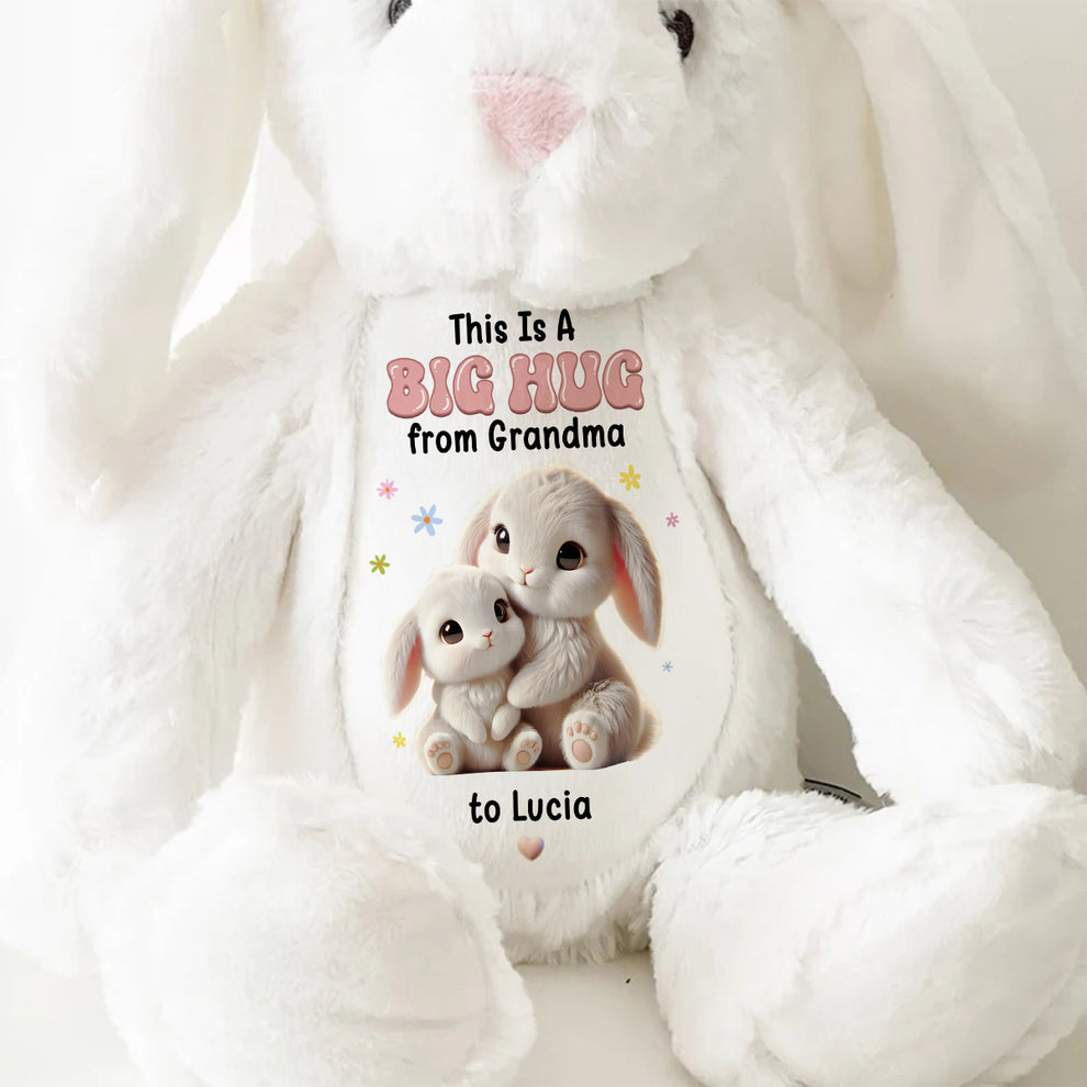 A Sweet Hug From Nana Personalized Stuffed Bunny, This Is A Big Hug from Grandma Stuffed Bunny, Custom Stuffed Animal For Kids TD0018