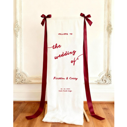Welcome To The Wedding Of Couple Name Fabric Welcome Sign, Custom Wedding Day Welcome Banner WD0468