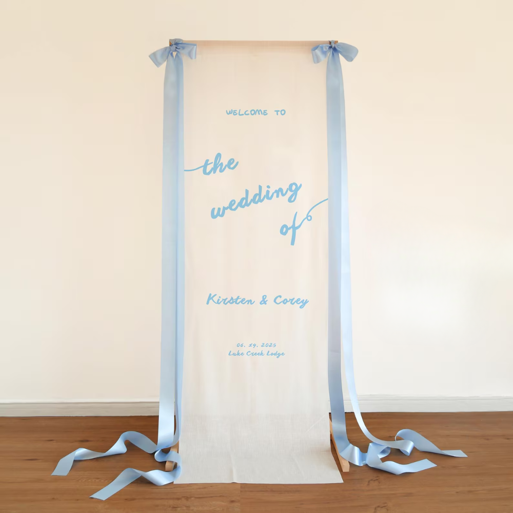 Welcome To The Wedding Of Couple Name Fabric Welcome Sign, Custom Wedding Day Welcome Banner WD0468