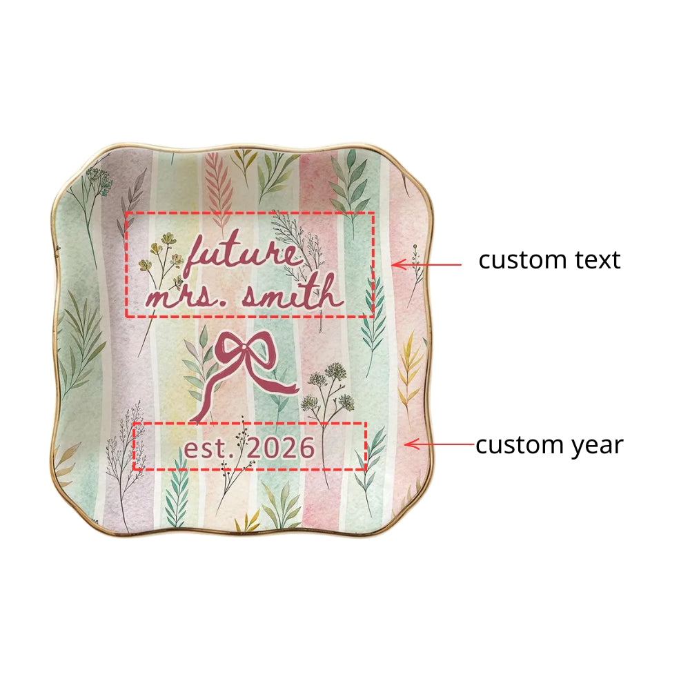 Personalized Bridesmaid Ring Dish Colorful Stripe, Custom Bridesmaid Jewelry Dish WD0277