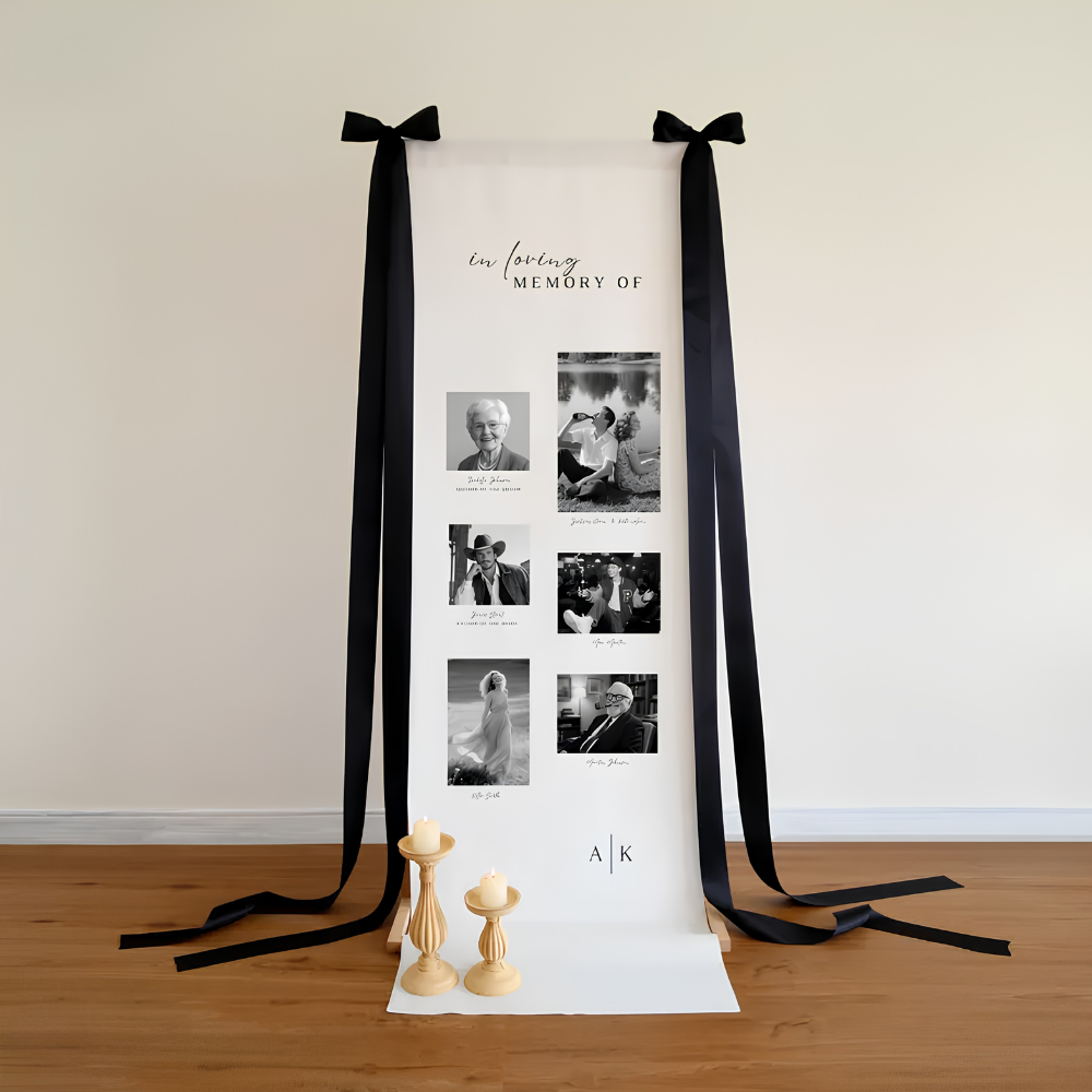 Custom Photo Wedding Memorial Fabric Sign, Custom Memorial Banner For Wedding WD0466