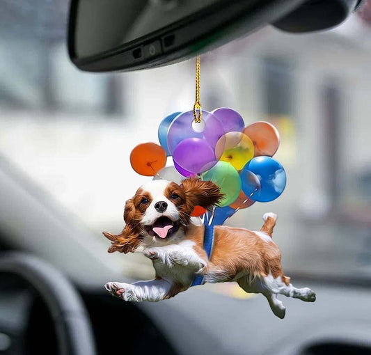 Cavalier King Charles Spaniel Dog Fly With Bubbles Car Hanging Ornament Dog Ornament Lasfour OO0785