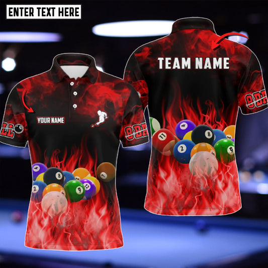 Lasfour Billiard Balls Flame Red Personalized Name 3D Shirt BIA0504