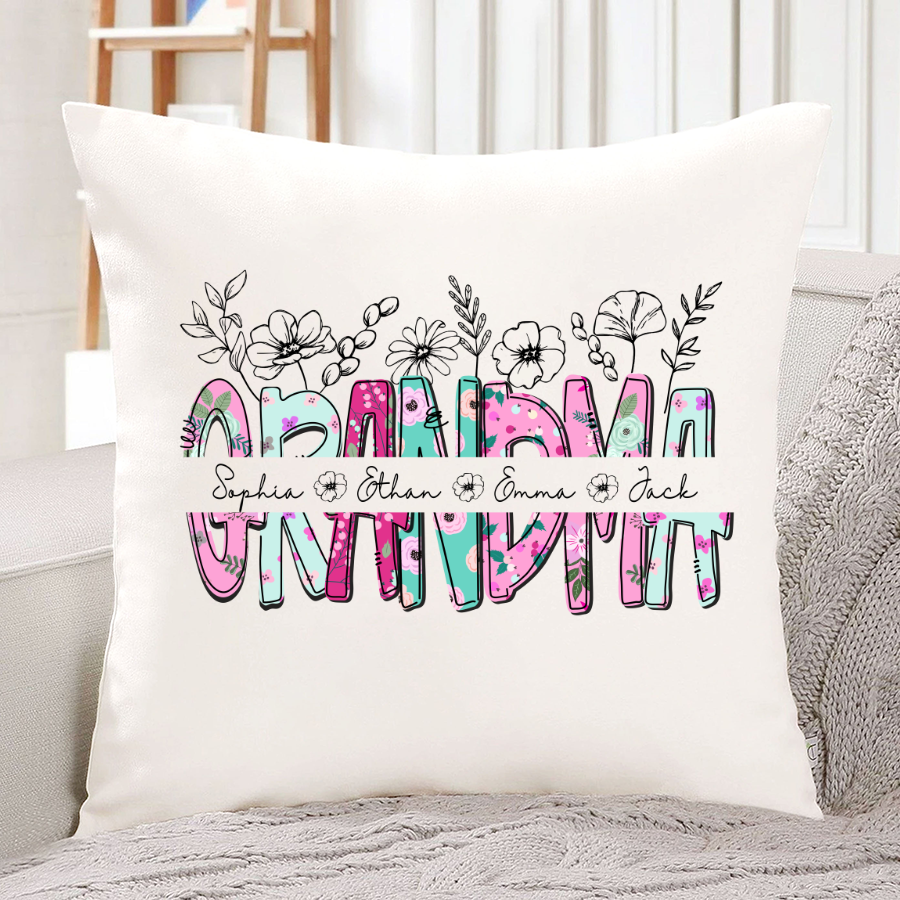 Grandma And Grandkids Floral CL01 Indoor Pillow MI0589