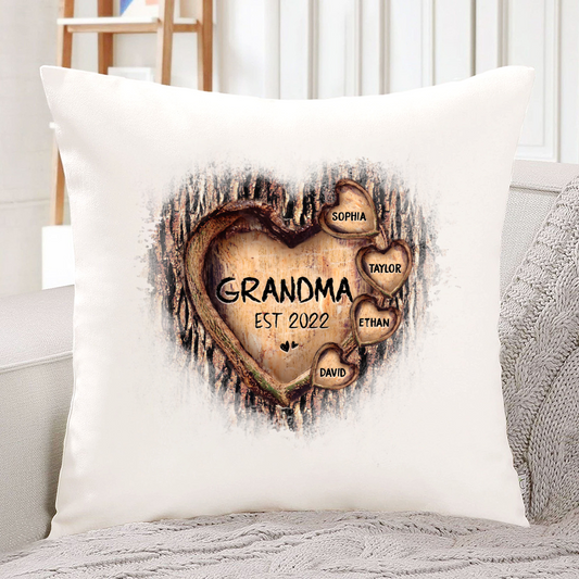 Personalized Grandma And Grandkids Hearts Tree New Indoor Pillow MI0722