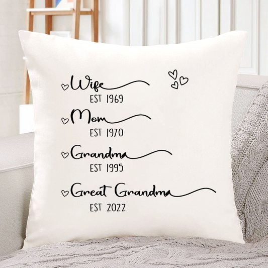 Wife Mom Grandma Great Grandma Est Indoor Pillow MI0688