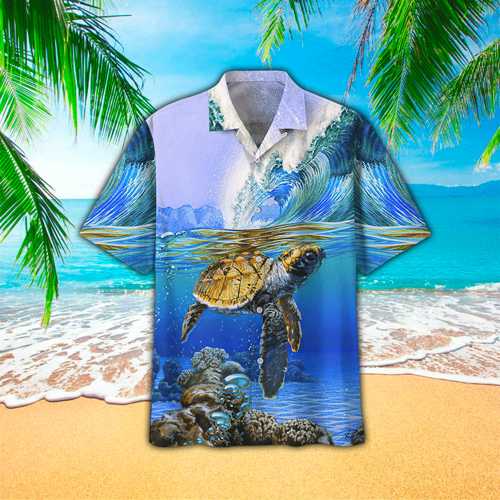 Turtles Pineapple Tropical Polyester Hawaiian Shirt HO1177