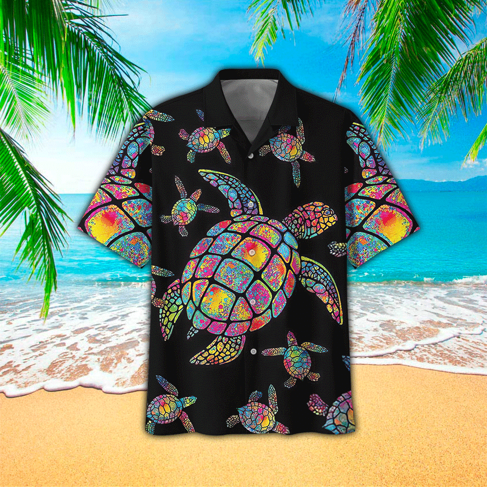 Turtles Pineapple Tropical Polyester Hawaiian Shirt HO1177