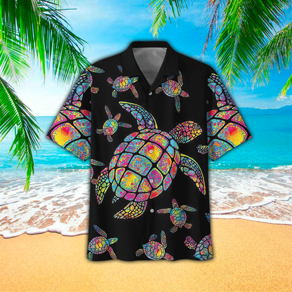 Turtles Pineapple Tropical Polyester Hawaiian Shirt HO1177