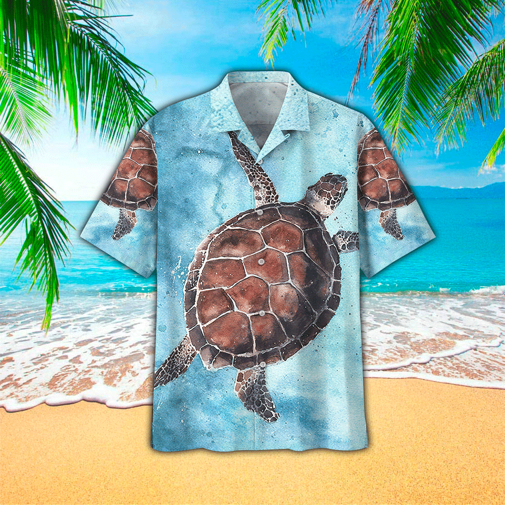 Turtles Pineapple Tropical Polyester Hawaiian Shirt HO1177
