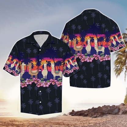 Llama Tropical Blue Amazing Design Unisex Hawaiian Shirt HO1169