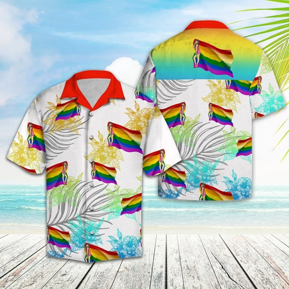 Watercolor Art Lgbt Flag Love Is Love Summer Vacation Pattern Hawaiian Shirt HO5495