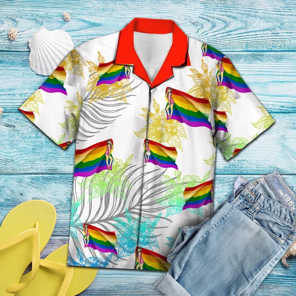 Watercolor Art Lgbt Flag Love Is Love Summer Vacation Pattern Hawaiian Shirt HO5495