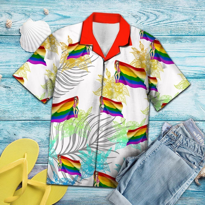 Watercolor Art Lgbt Flag Love Is Love Summer Vacation Pattern Hawaiian Shirt HO5495