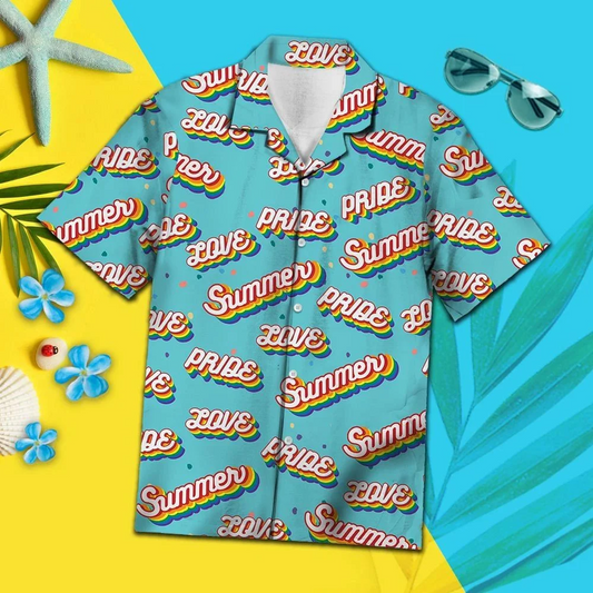Pride Gay Rainbow Hawaiian Shirt, Summer Hawaiin LGBT Shirt, Proud Gay Shirt HO5491