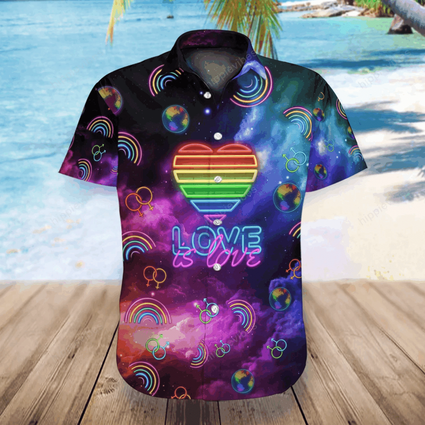 Lgbt Galaxy Love Is Love Neon Style Hawaiian Shirt HO5490
