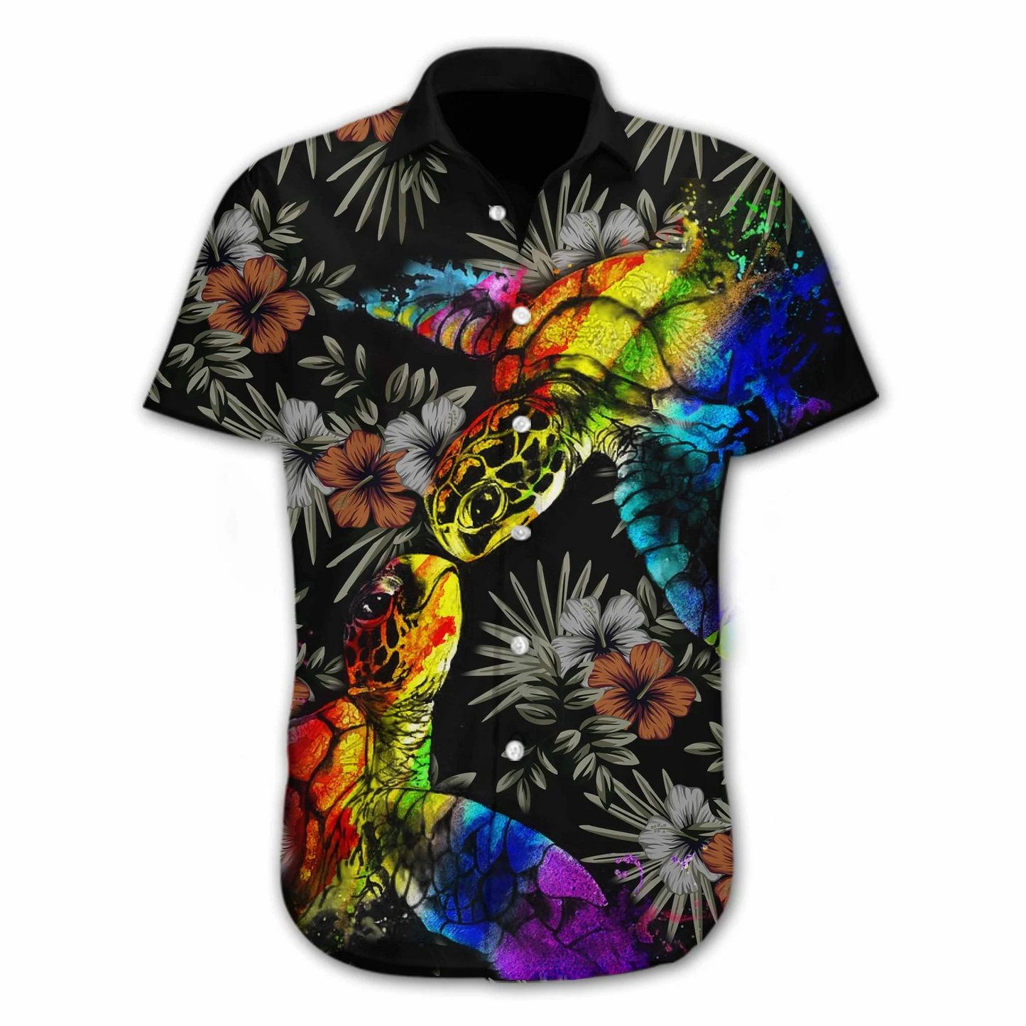 Pride Hawaiian Shirt Gift For Gay, Colorful Turtle Lgbt Flower Design Hawaiian Shirt HO5487