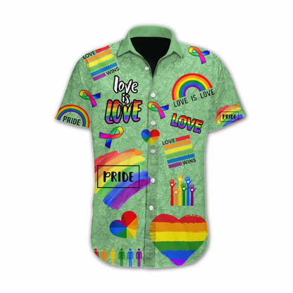 Ally 3D T Shirt, Lgbt Love Is Love Pride Design Hawaiian Shirt Support LGBT Month HO5485