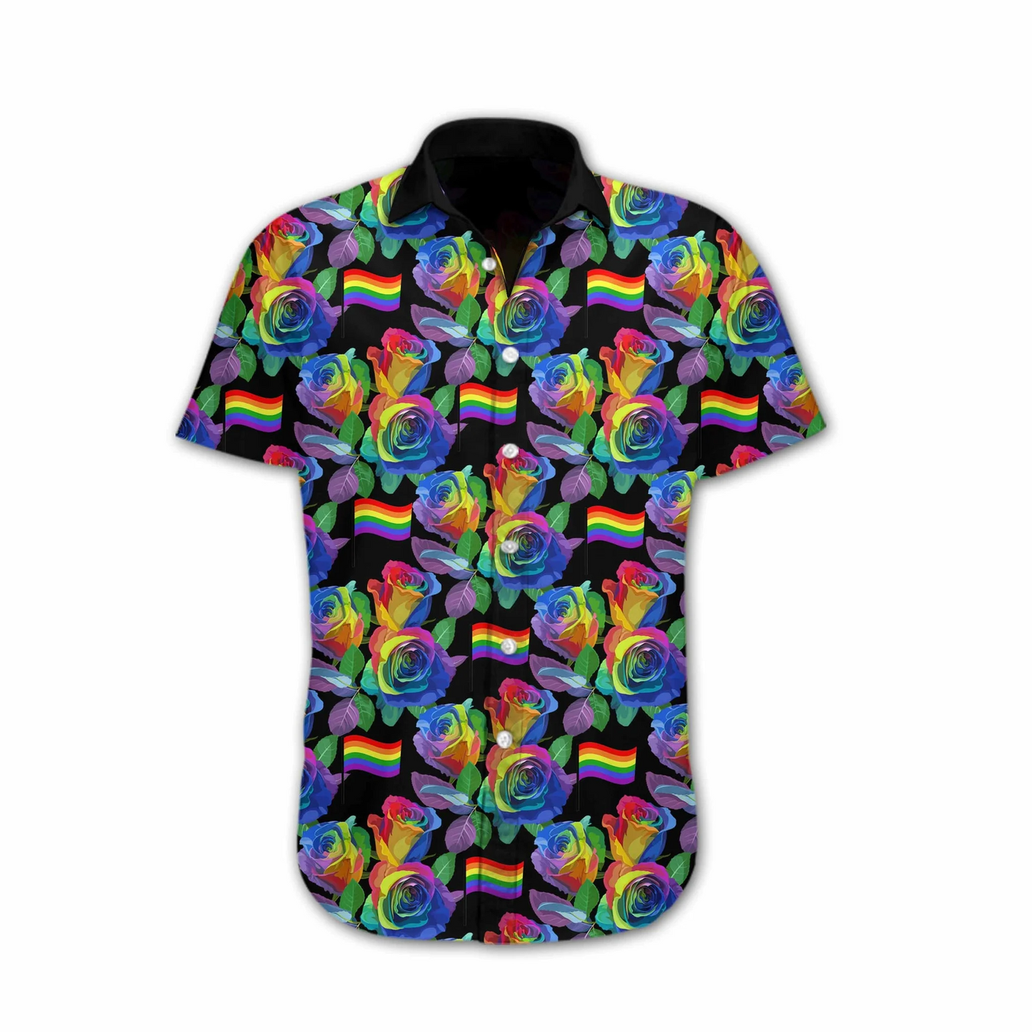 Ally Pride Shirt, Colorful Flag Of Lgbt Rose Design Hawaiian Shirt HO5486