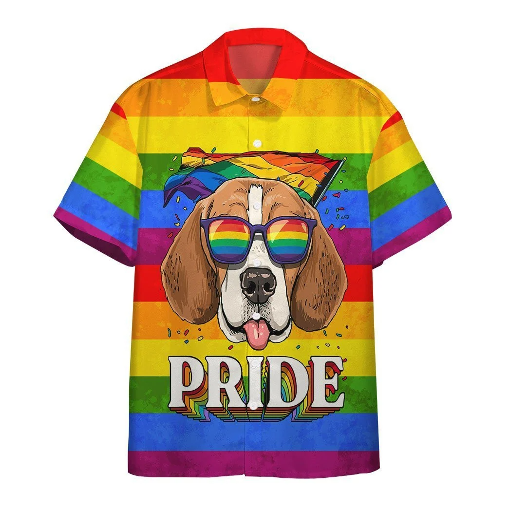 Pride 3D T Shirts, Im Pround And So Is My Beagle Awesome Background Design Hawaiian Shirt HO5468