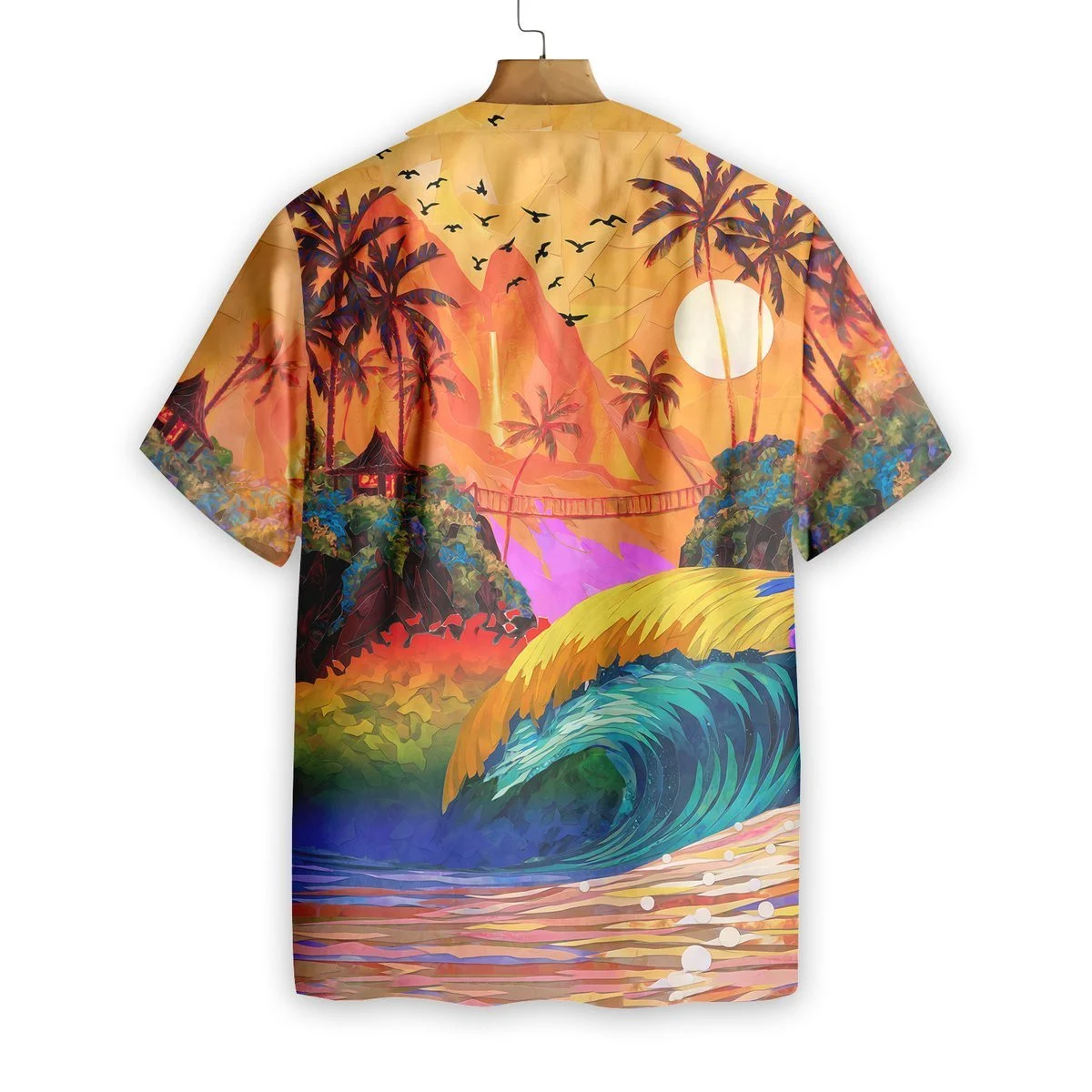 Hawaiian Pride, LGBT Sunset And Wave Sea Background Hawaiian Shirt HO5462