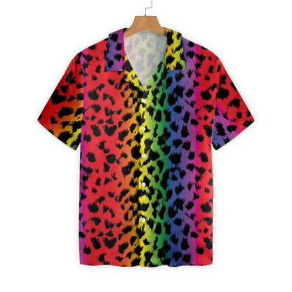 3D Shirt For Gay, Cool Leopard Skin With Rainbow Color LGBT Hawaiian Shirt HO5458