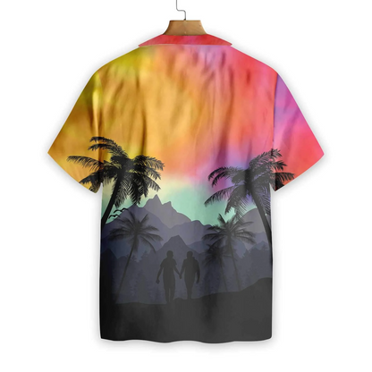 Gay Pride 3D Hawaiian Shirt, Cool LGBT Sunset With Heart Hawaiian Shirt HO5456