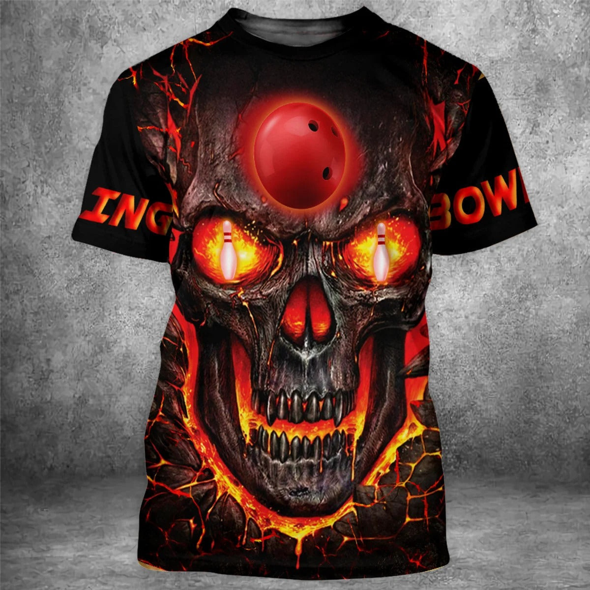 Custom Skull Flame Bowling 3D Tshirts BOT0056