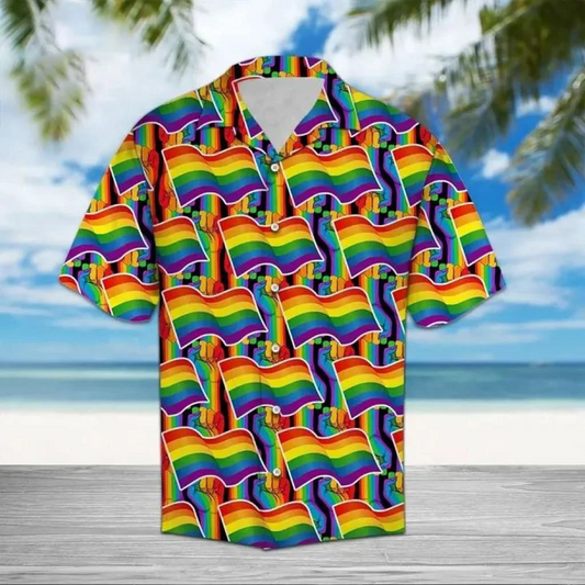 Beach Shirt Lgbt Pride Hawaiian Shirt Lgbt Flag Pattern Hawaii, Rainbow Pride Clothing HO4610