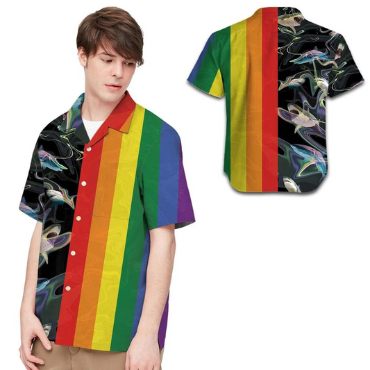Felacia Lgbt Rainbow Sharks For Lgbtq Community In Daily Life Hawaiian Shirt HO4578