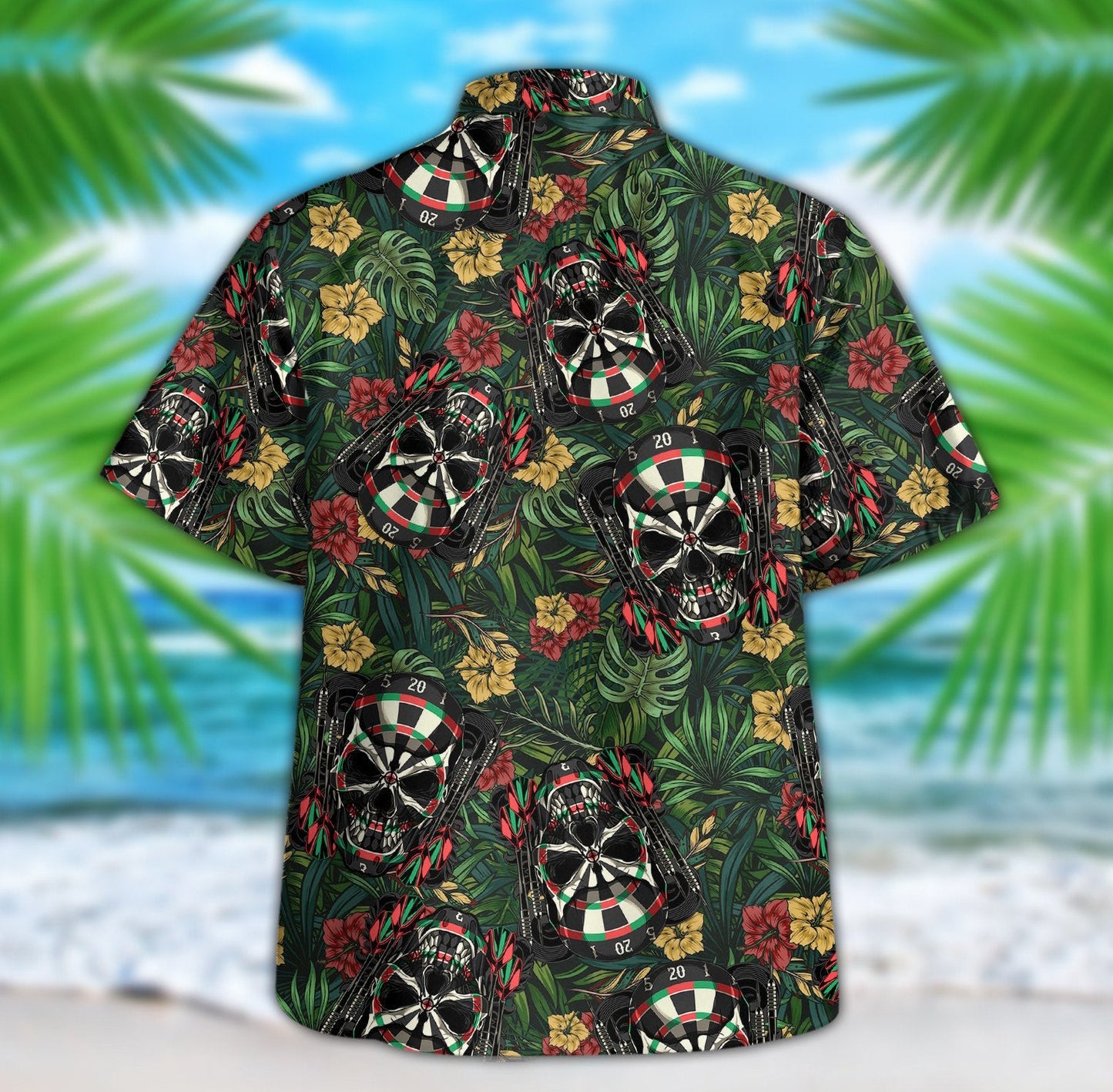 3D All Over Print Floral Skull Dart Hawaiian Shirt, Gift for Dart Player, Skull Shirt HO4171