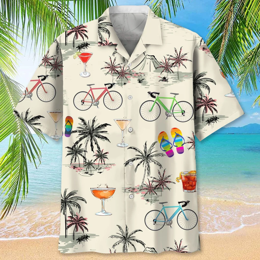 Cycling Beach Coconut Hawaiian Shirt, Beach Aloha Cycling Hawaii Shirt HO3715
