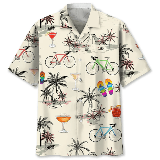 Cycling Beach Coconut Hawaiian Shirt, Beach Aloha Cycling Hawaii Shirt HO3715