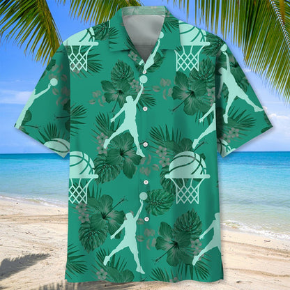 Basketball Kelly Green Hawaiian Shirt, Hawaii Shirt Aloha for Men HO3727