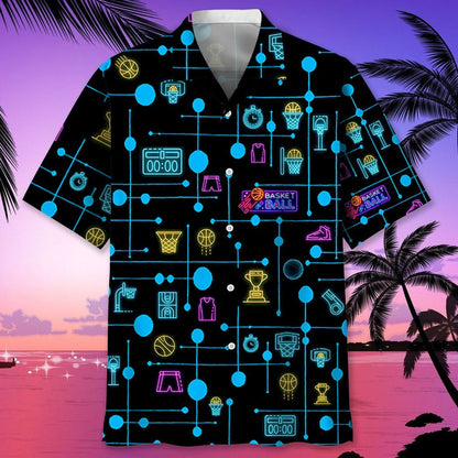 Basketball Set Neon Hawaii Shirt, Hawaiian Shirt for Basketball Lover HO3725