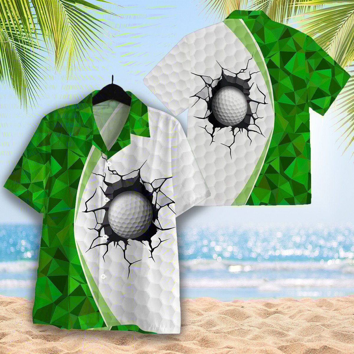 Golf Unique Layout Shirt Regular Fit Short Sleeve Slim Fit Casual Full Print Shirt Malalan HO3994