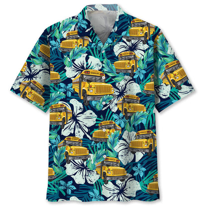 School Bus Tropical Hawaiian Shirt, Perfect Shirt for School Bus Driver HO3790