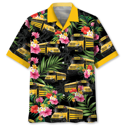 School Bus Tropical Hawaiian Shirt, Perfect Shirt for School Bus Driver HO3790
