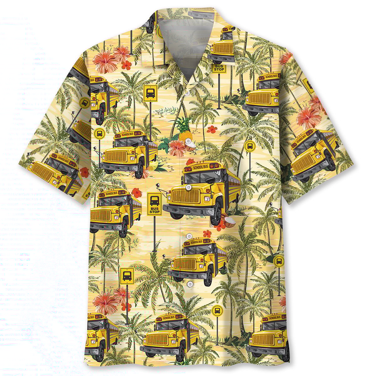School Bus Tropical Hawaiian Shirt, Perfect Shirt for School Bus Driver HO3790