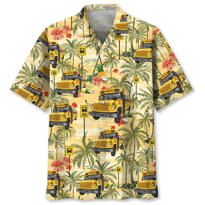 School Bus Tropical Hawaiian Shirt, Perfect Shirt for School Bus Driver HO3790
