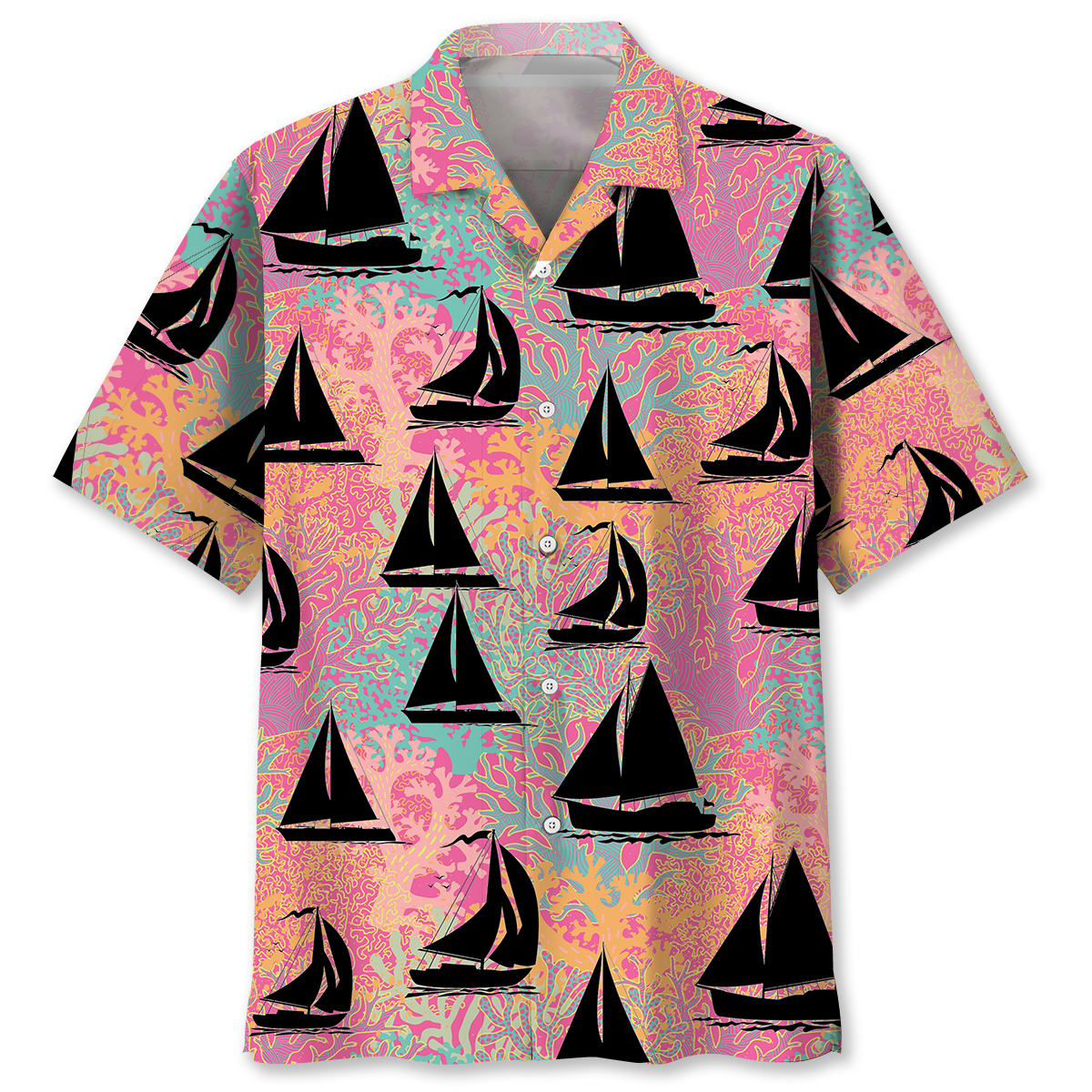 Sailing Pink Hawaiian Shirt, 3D All Over Print Sailing Coral Shirt HO3789