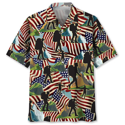 3D All Over Print Hiking Usa Hawaiian Shirt, Hiking Beach Hawaii Shirt, Gift for Hiker HO3792