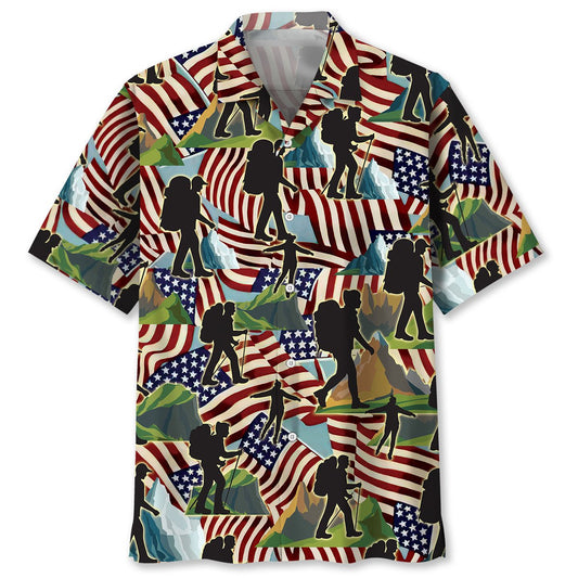 3D All Over Print Hiking Usa Hawaiian Shirt, Hiking Beach Hawaii Shirt, Gift for Hiker HO3792