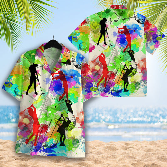 Golf Symbol Colorful Shirt Regular Fit Short Sleeve Slim Fit Casual Full Print Shirt HO3992