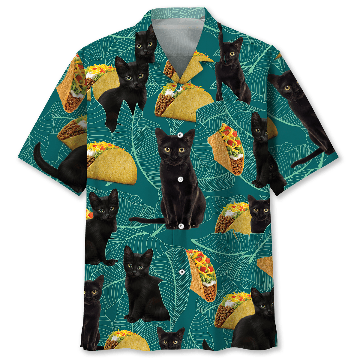 Black Cat Summer Hawaiian Shirt, Summer Beach Hawaii Cat Shirt, Gift for Cat Lover HO3795