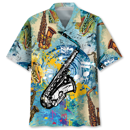 Saxophone Fly Hawaiian Shirt, Idea Gift for Saxophone Lover, Beach Hawaii Shirt for Men Women HO3798