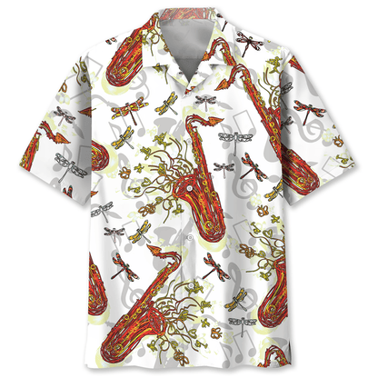 Saxophone Fly Hawaiian Shirt, Idea Gift for Saxophone Lover, Beach Hawaii Shirt for Men Women HO3798