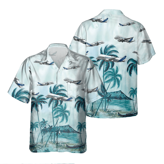 Airbus A300-600St, Beluga_Pocket Hawaiian Shirt, Hawaiian Shirt for Men Dad Veteran, Patriot Day HO0478