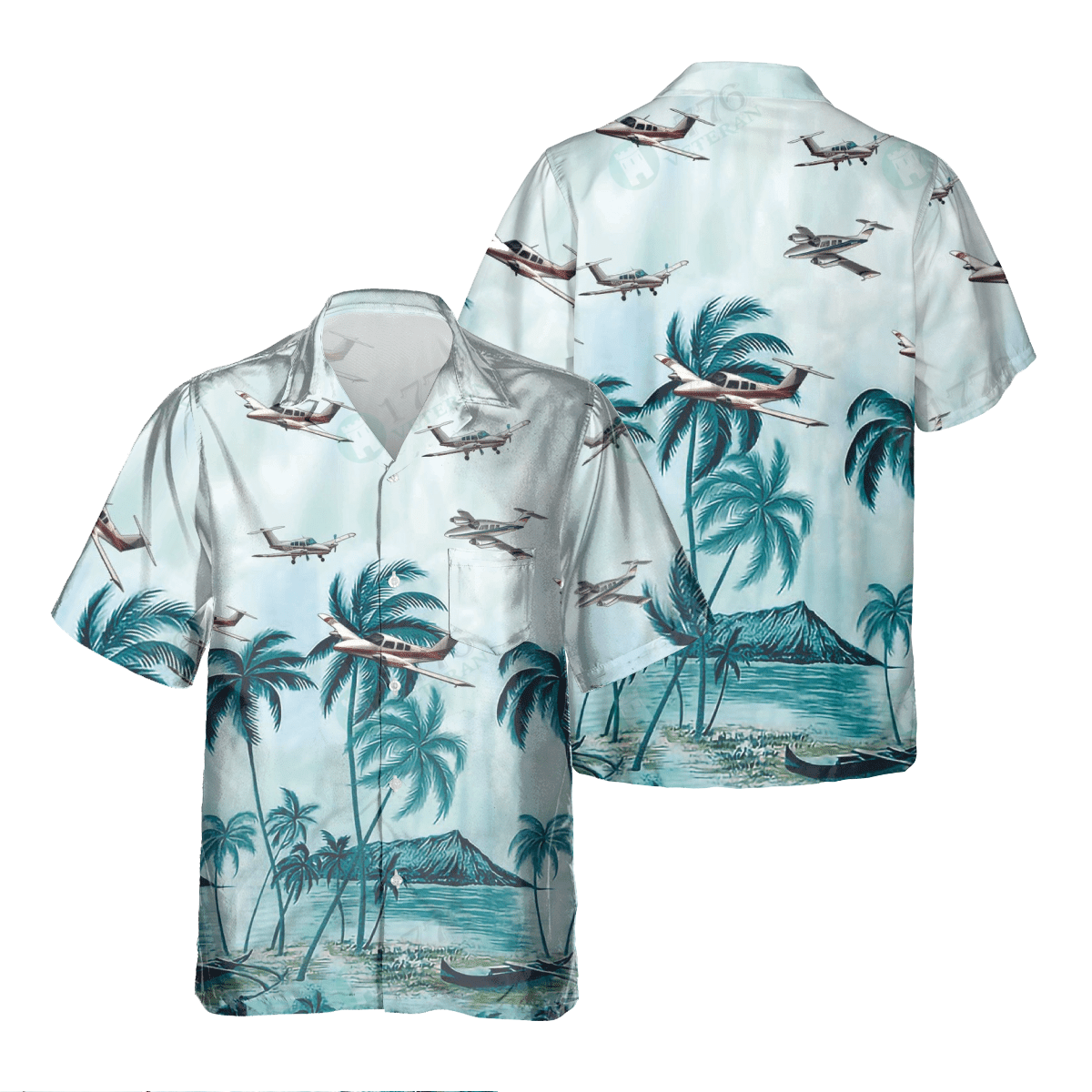 BEECHCRAFT DUCHESS Pocket Hawaiian Shirt, Hawaiian Shirt for Men Dad Veteran, Patriot Day HO0453