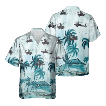 Ah-64 Apache Pocket Hawaiian Shirt C1, Hawaiian Shirt for Men Dad Veteran, Patriot Day HO0064